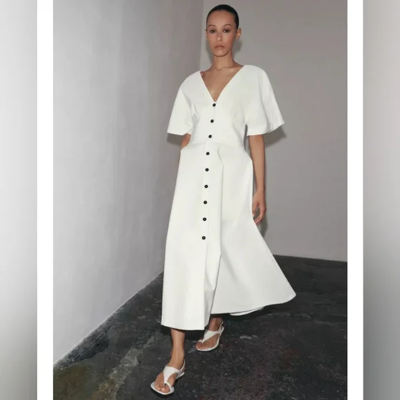 Zara ZW Collection Midi Button Dress - Picture 10 of 13